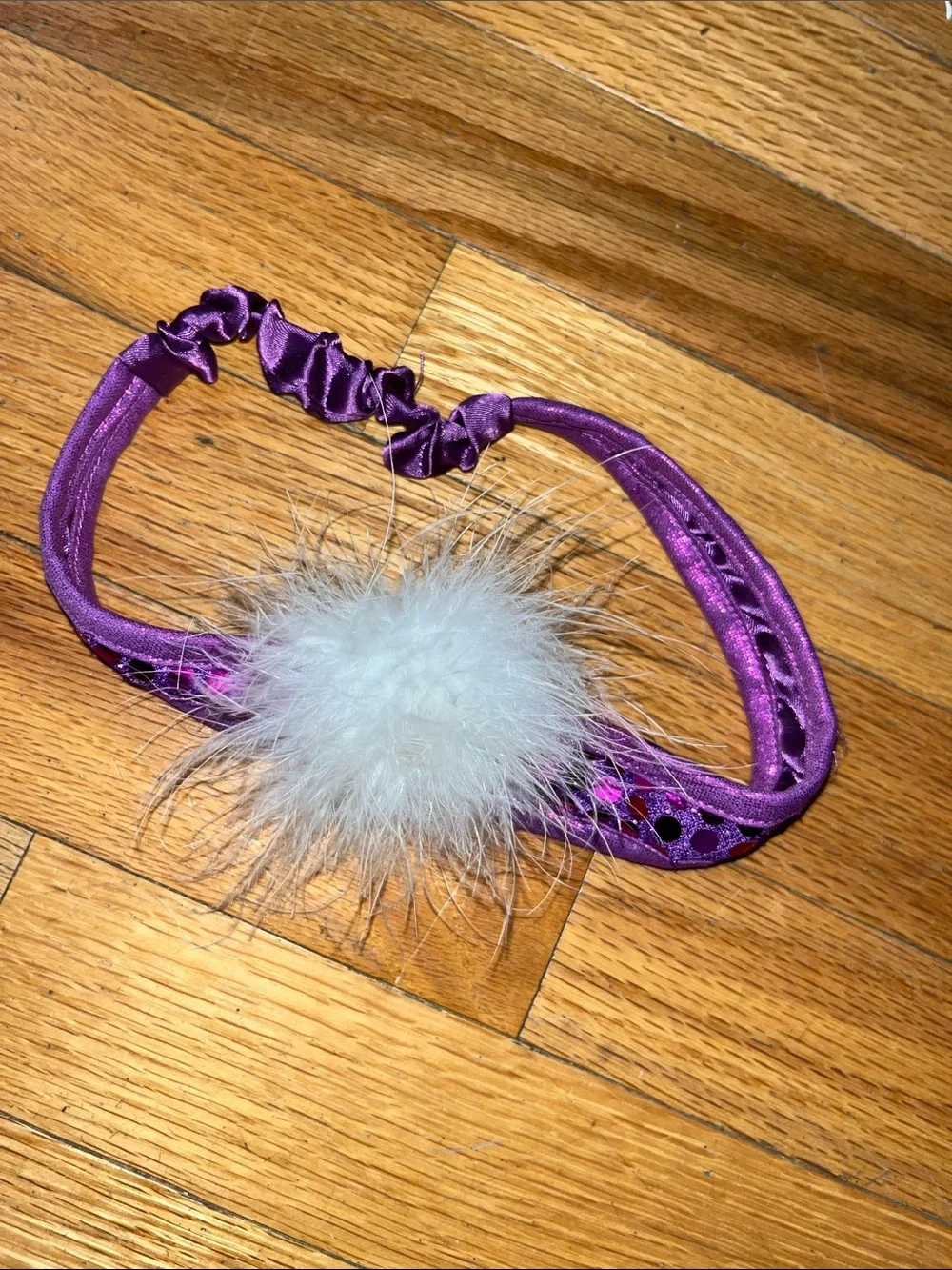 Gymboree Purple Sequin Fringe Dress with Pom Headband